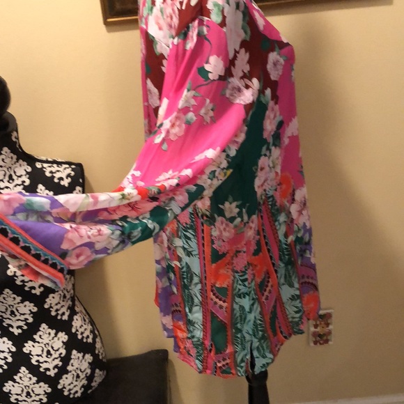 💗 Shana Bohemian partial button long sleeve / roll up lightweight happy top - Picture 4 of 12